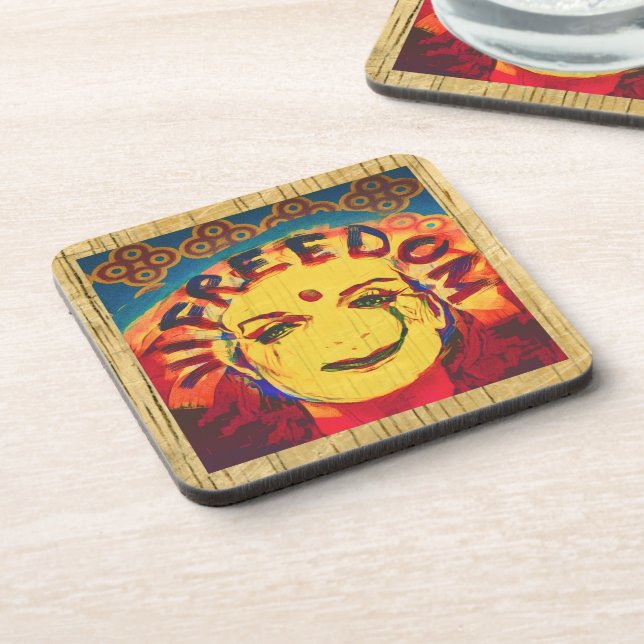 Freedom Yellow smiley face Beverage Coaster (Left Side)