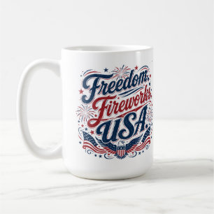 FreedomFireworksUSA–Vintage Patriotic 4th of July Coffee Mug