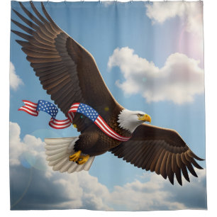 Freedom's Ascent – Patriotic Eagle 4th of July Shower Curtain