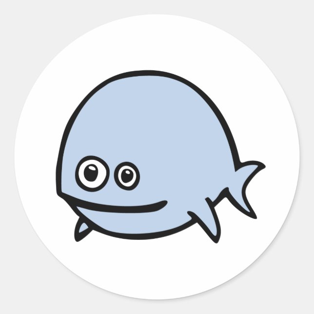 FreeDos Fish - Blue Classic Round Sticker (Front)
