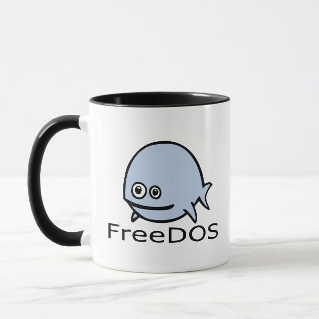 FreeDos Fish - Blue with Name Mug (Left)