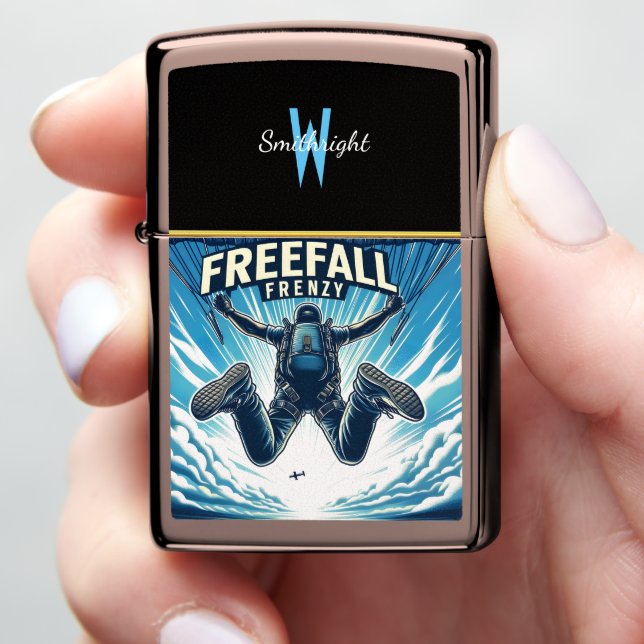 Freefall Frenzy: Skydiving Adventure Zippo Lighter (In Hand)