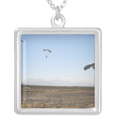 Freefall parachute jumpers silver plated necklace