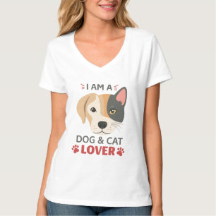 Freefit I AM A Dog & Cat Lover Women’s Basic V-Nec T-Shirt