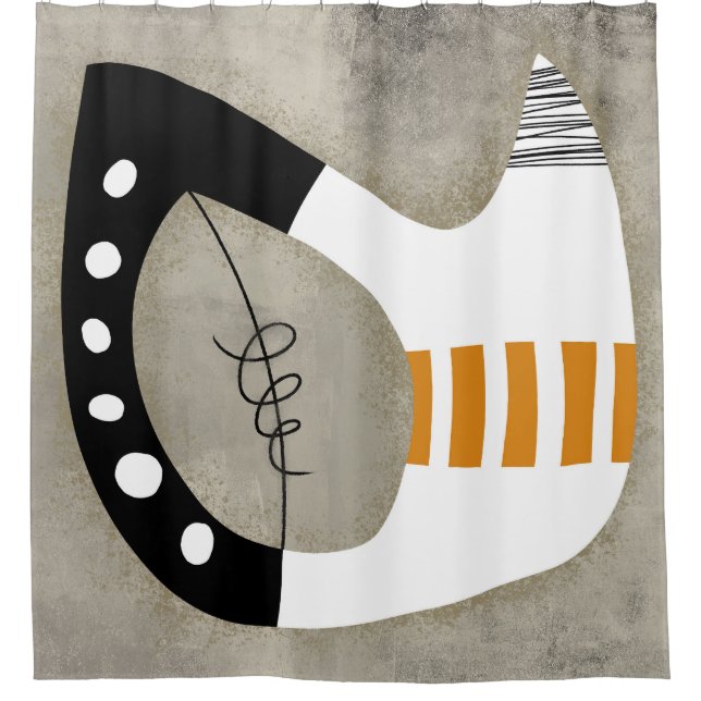 Freeform - Orange Black and White Shower Curtain (Front)