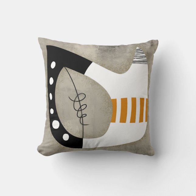 Freeform - Orange Black and White Throw Pillow (Front)
