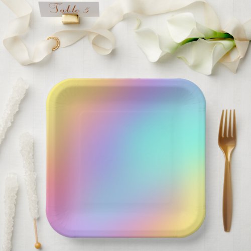 Freeform Pastel Gradient Square Paper Plates