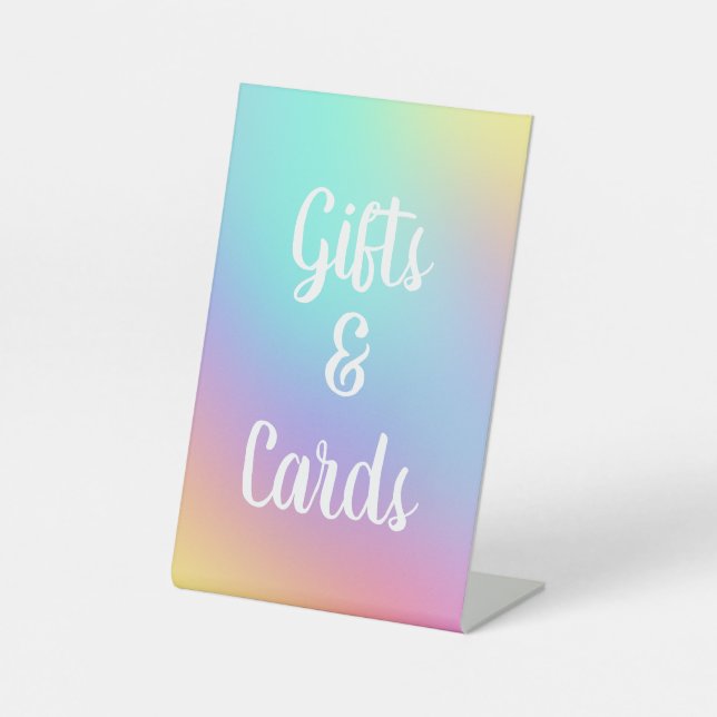 Freeform Pastel Rainbow Gradient Gift Table Sign (Front)
