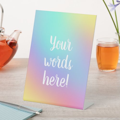 Freeform Pastel Rainbow Gradient Pedestal Sign