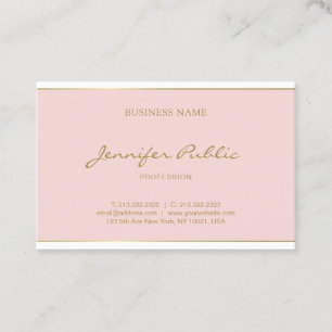 Freehand Gold Script Name Blush Pink Modern Business Card