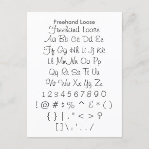 Freehand Loose - Zazzle Font Sampler Sheet Postcard