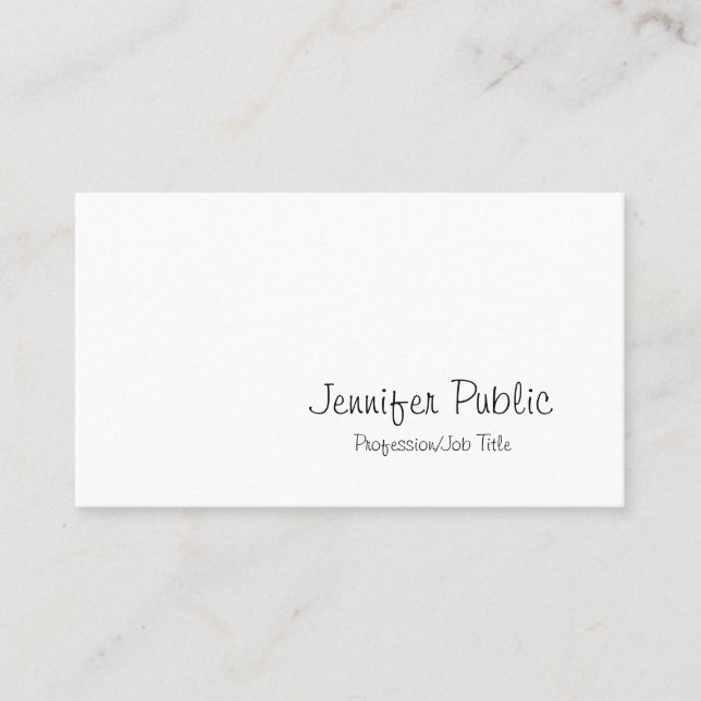 Freehand Script Creative Minimalistic Trendy Plain Business Card (Front)