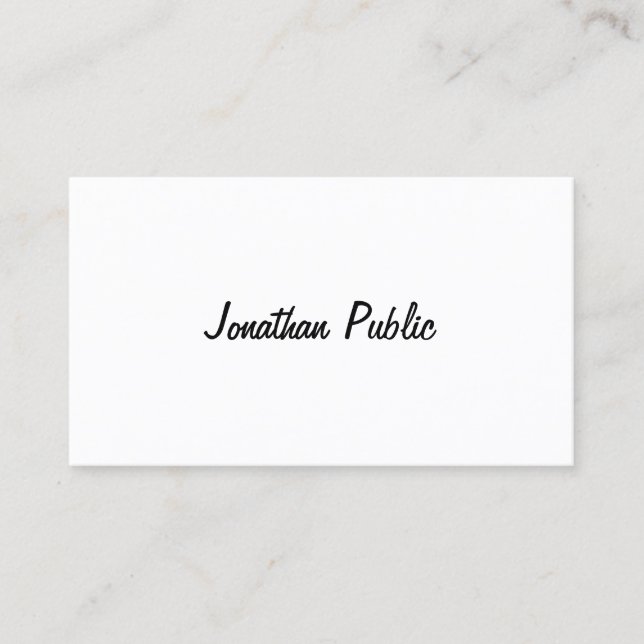Freehand Script Design Smart Chic Trendy Plain Business Card (Front)