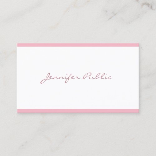 Freehand Script Elegant Pink Plain Luxury Pretty Business Card