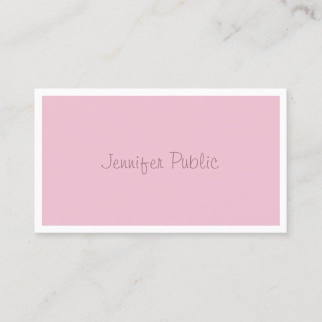 Freehand Script Elegant Rose Color Modern Template Business Card (Front)