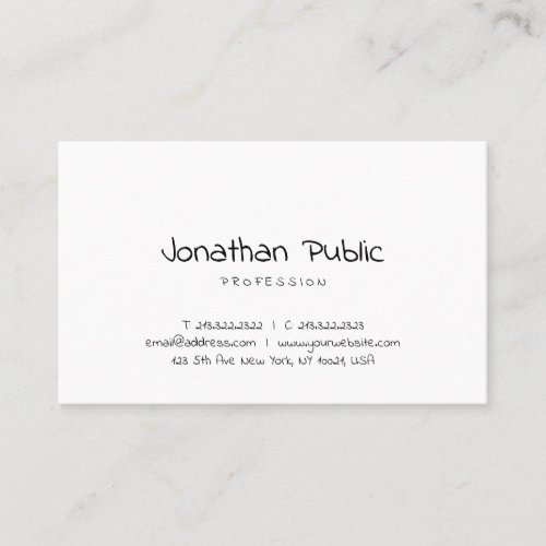 Freehand Script Minimalist Modern Simple Plain Top Business Card