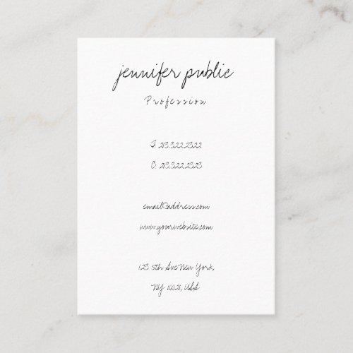 Freehand Script Modern Clean Template Professional Business Card