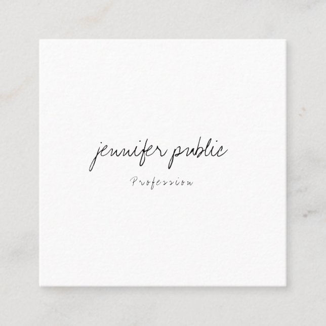Freehand Script Modern Minimalist Template Modern Square Business Card (Front)