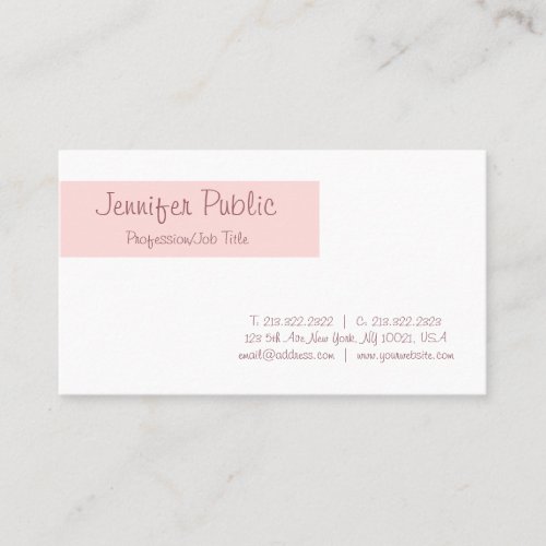Freehand Stylish Clean Design Blush Pink Plain Business Card