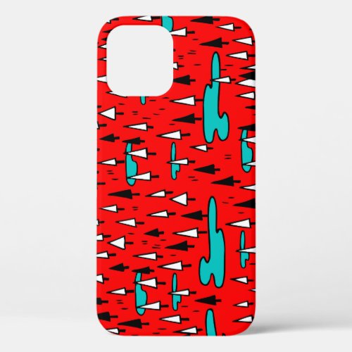 Freehand trees Scandinavian Christmas pattern iPhone 12 Case