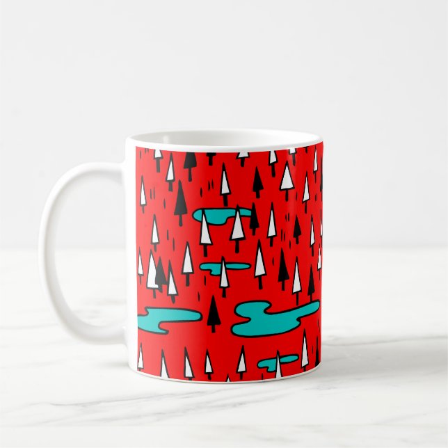 Freehand trees: Scandinavian Christmas pattern. Coffee Mug (Left)