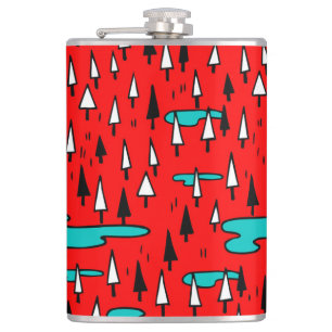 Freehand trees: Scandinavian Christmas pattern. Flask