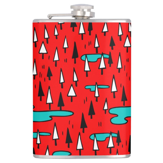 Freehand trees: Scandinavian Christmas pattern. Flask (Front)