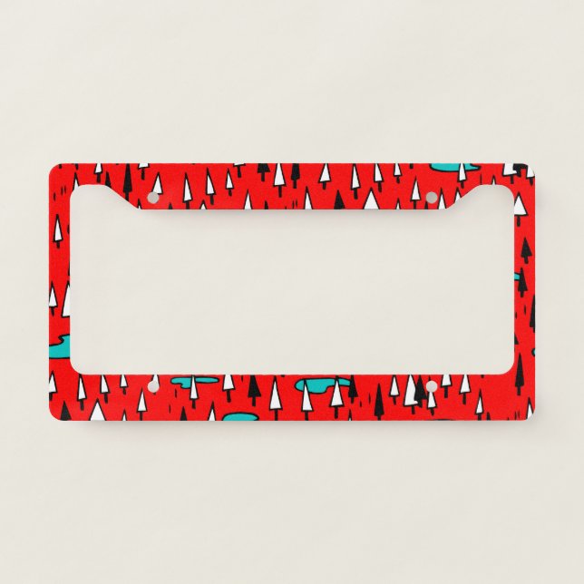 Freehand trees: Scandinavian Christmas pattern. License Plate Frame (Front)