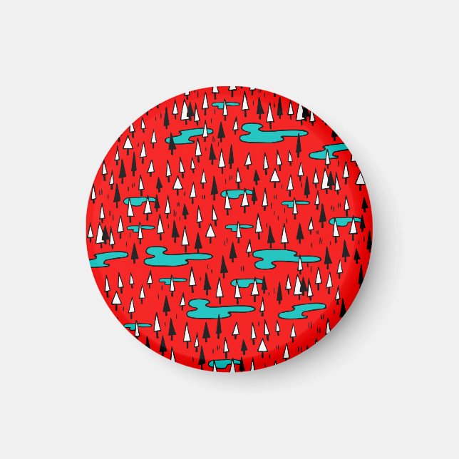 Freehand trees: Scandinavian Christmas pattern. Magnet (Front)