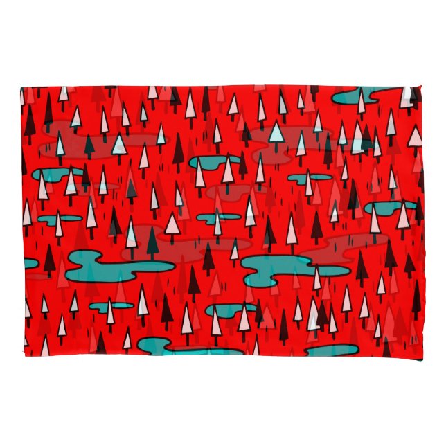 Freehand trees: Scandinavian Christmas pattern. Pillow Case (Front)