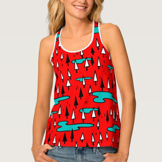 Freehand trees: Scandinavian Christmas pattern. Tank Top (Front)