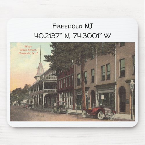 Freehold NJ Map Coordinate 1909 Vintage Style Mouse Pad