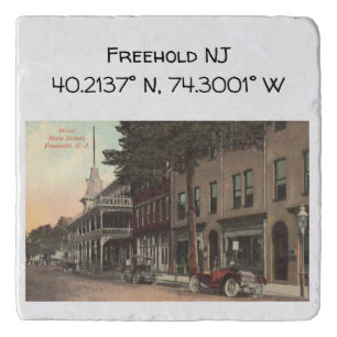 Freehold NJ Map Coordinate 1909 Vintage Style Trivet