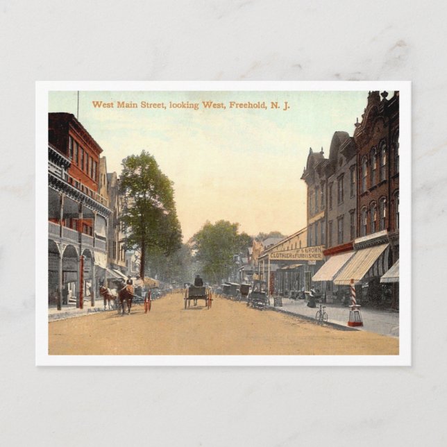 Freehold NJ West Main St 1910s Postcard (Front)