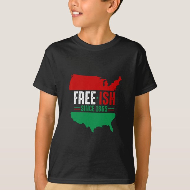 Freeish Freedom Usa Map Juneteenth Black Afican Am T-Shirt (Front)