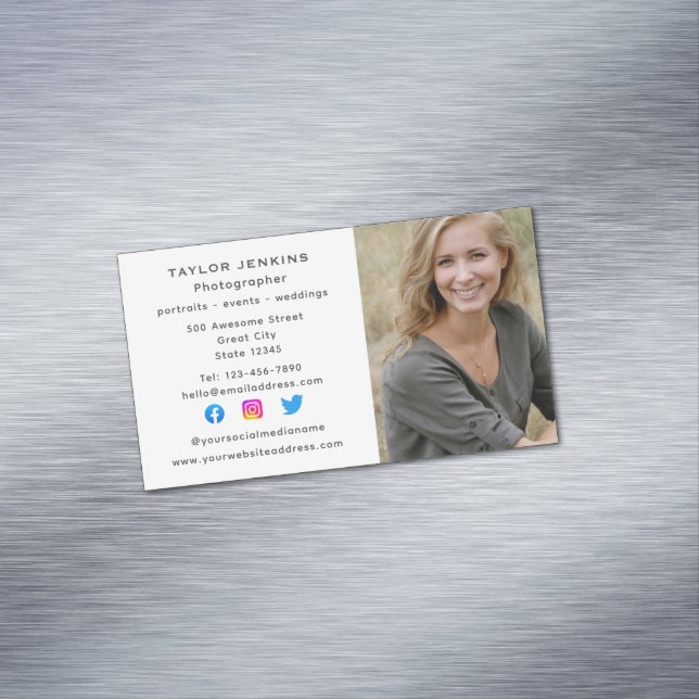 Freelance Photographer Social Media Headshot Photo Business Card Magnet (In Situ)