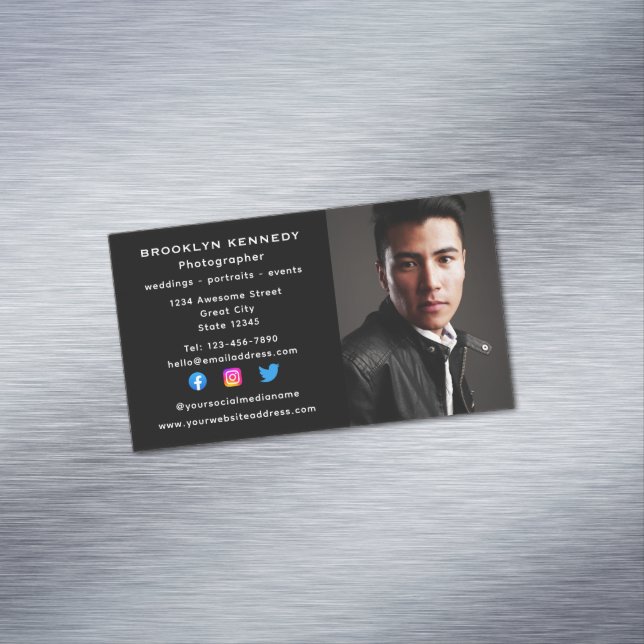 Freelance Photographer Social Media Photo Headshot Business Card Magnet (In Situ)