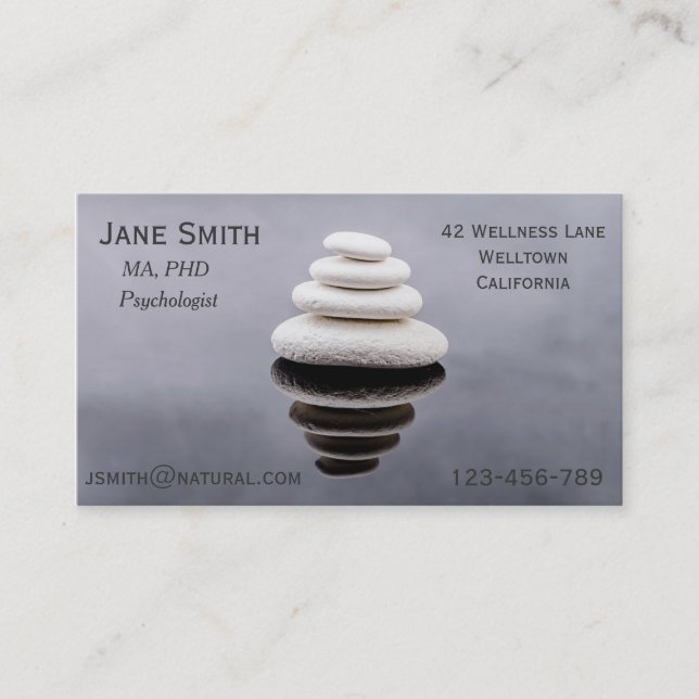 Freelance Psychologist Therapist Zen stones Business Card (Front)