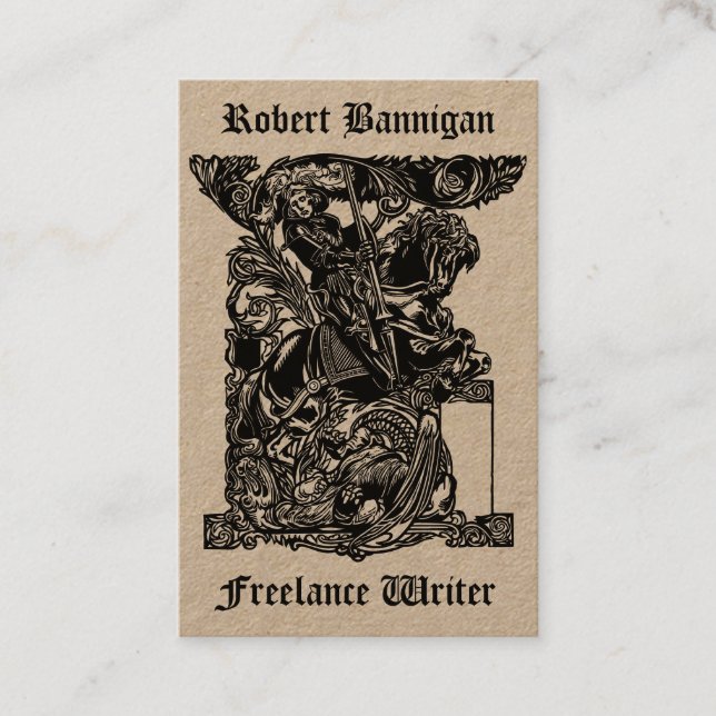 Freelance Services Medieval Knight 1925 Template Business Card (Front)
