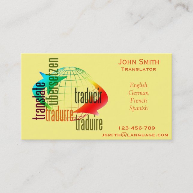 Freelance Translator language interpreter Business Card (Front)