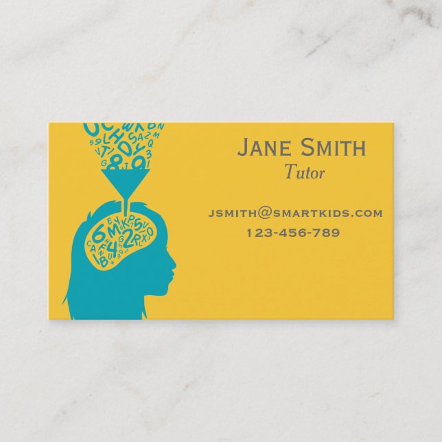 Freelance tutor or teacher for any subject business card (Front)