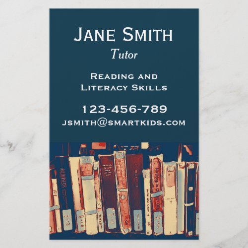 Freelance tutor or teacher for reading literacy flyer