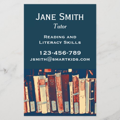 Freelance tutor or teacher for reading literacy flyer