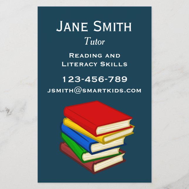 Freelance tutor or teacher for reading literacy flyer (Front)