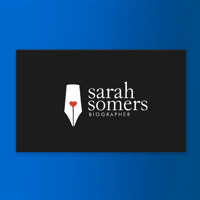 Freelance Writer and Novelist Calligraphy Pen Logo Business Card (Creator Uploaded)