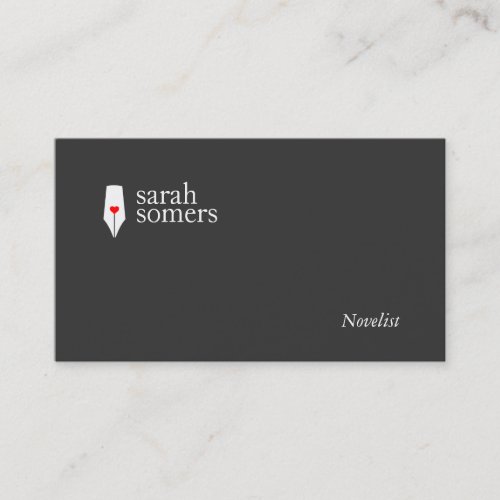 Freelance Writer and Novelist Calligraphy Pen Logo Business Card