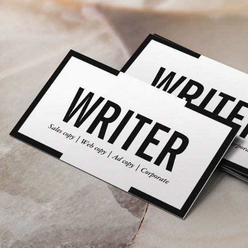 Freelance Writer Bold Text Black Border Business Card