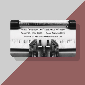 Freelance Writer Clever Typewriter Design Business Card by Luckyturtle at Zazzle