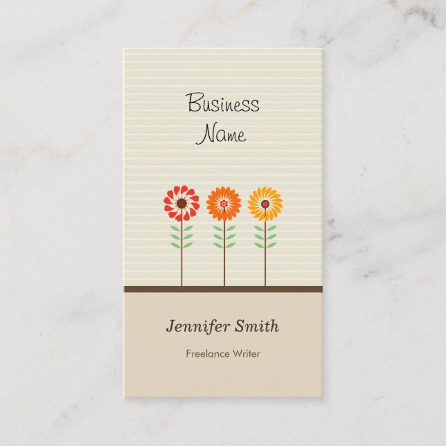 Freelance Writer - Cute Floral Theme Business Card (Front)