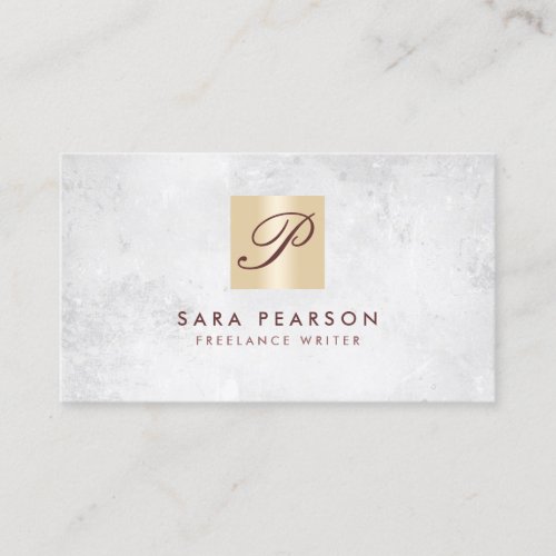 Freelance Writer Elegant GoldMonogram BusinessCard Business Card